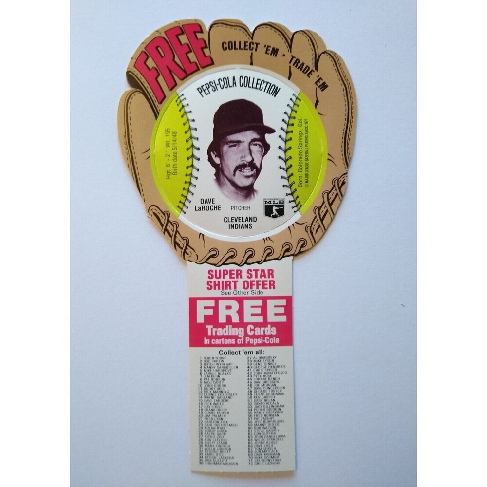 Pepsi Baseball Trading Card 1977 Dave LaRoche Cleveland Indians MLB Diecut Trade